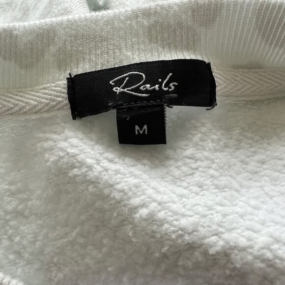 RAILS Women's White Gray Sweatshirt Sz M Leopard Print Zipper Detail Flawed - Picture 4 of 6